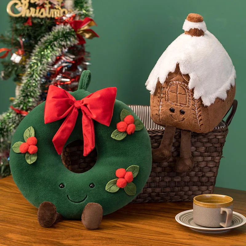 45cm Weihnachten Lebkuchen Plüsch Kissen Gefüllt Santa Kissen Lustige  Weihnachten Baum Party Dekor Puppe Plüsch