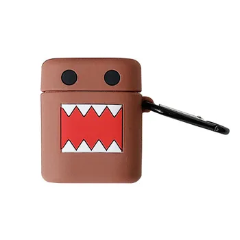 

Japanese Cartoon Cute Domo-kun Keychain Silicone Bluetooth Wireless Earphone Case For Apple Airpods Protective Cover Keyring