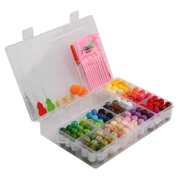 

100 Colors Embroidery Cross Friendship Bracelet Stitch Floss Organizer Storage Box Craft Needle Kit