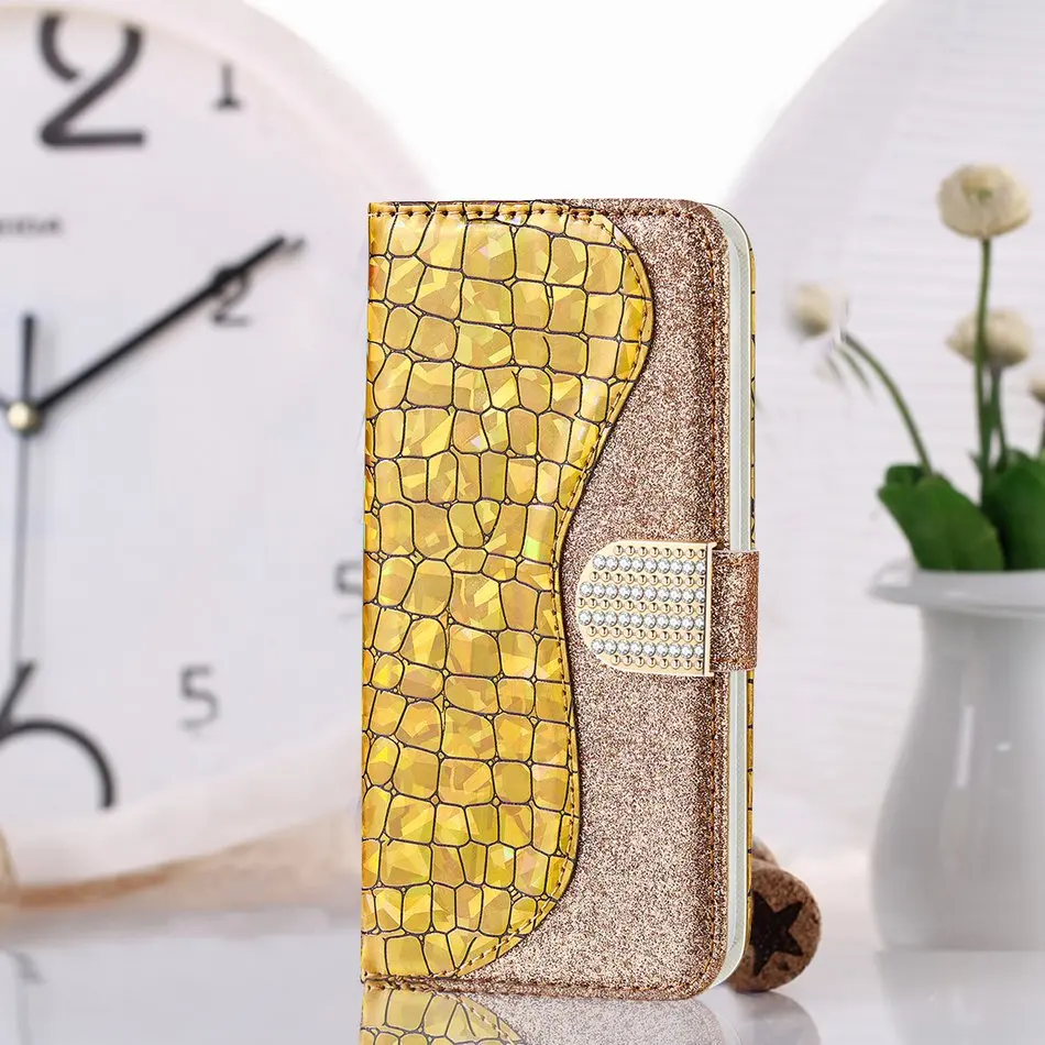 come4buy.com Bling Crocodile Pattern Phone Wallet For Case Samsung Galaxy A50 A60 A70 S20