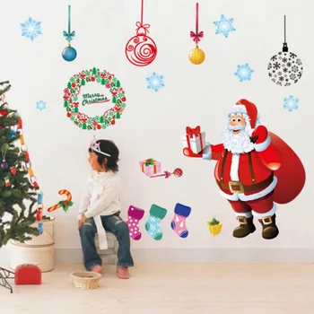 

DIY Merry Christmas Decorative Wall Sticker Decals Eco-Friendly Removable Glass Window Murals Home Party Static Wall sticker New