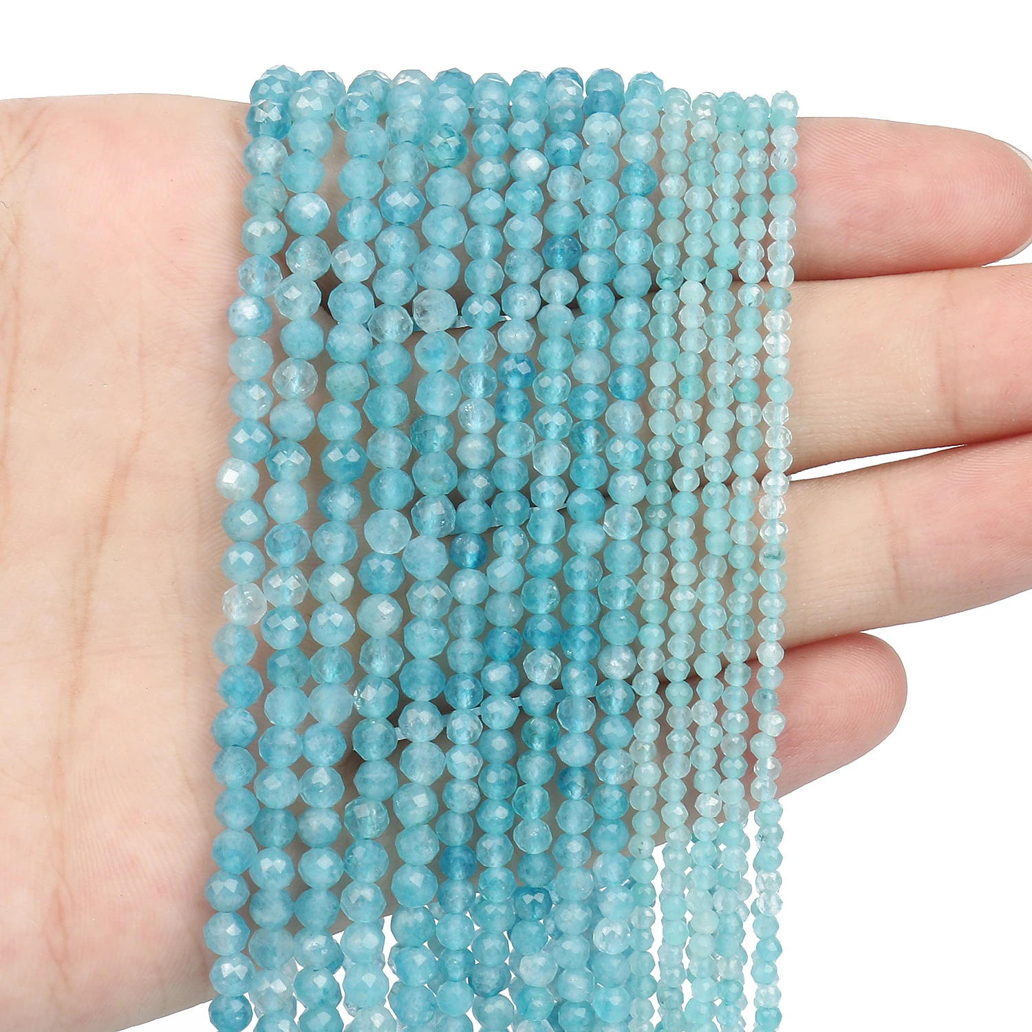 Faceted Blue Natural Sandstone Beads for Jewelry Making - Handmade Waist Beads, Women's Stone Beads Collection