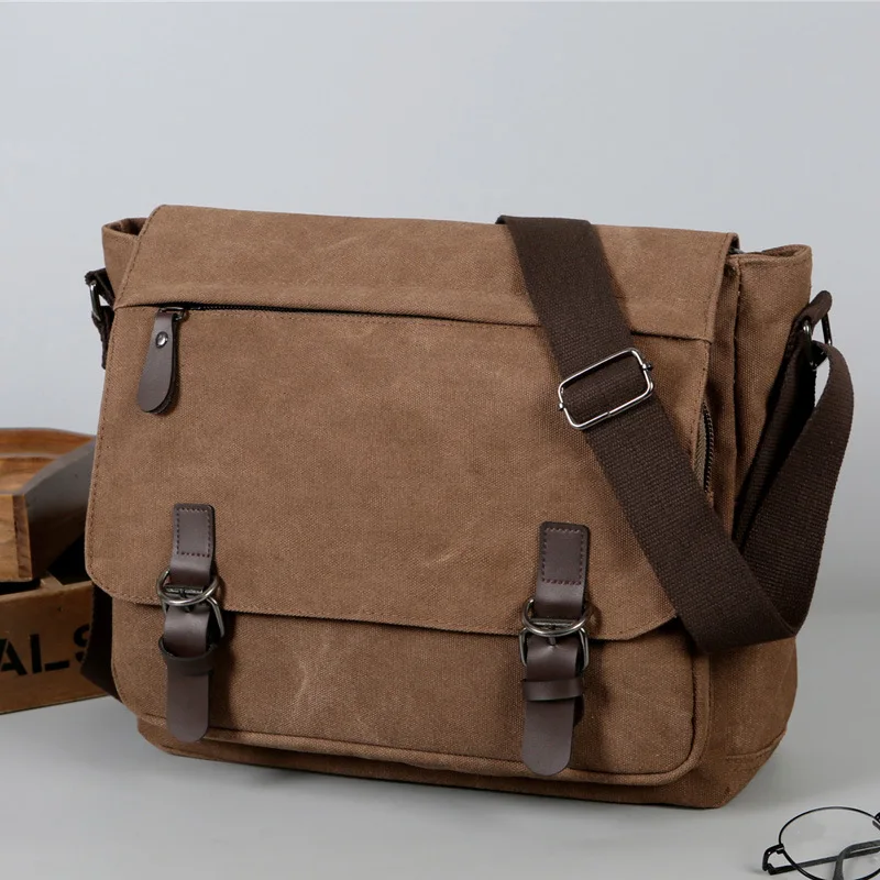 Классическая мужская сумка-мессенджер из плотной ткани 10 дюймов, мужские сумки через плечо, А4, Наборы инструментов, органайзер, Повседневная сумка для путешествий - Цвет: Coffee