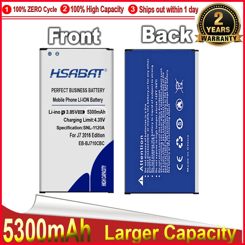 Оригинальный аккумулятор HSABAT 5300 мАч для Samsung 2016 Edition J7 EB-BJ710CBC J7108 J7008 J7009 J700F J710 J710F