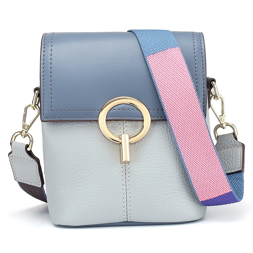 

Summer Mixed Colors Bag Shoulder WOMEN'S Bag Versatile Fashion Shoulder Bucket Bag Wide Sholder Bag Cover Type Verticle Bag