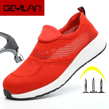 

2020 Men Boots Male Safety Shoes Steel Toe Construction Protective Footwear Lightweight 3D Shockproof Work Sneaker Shoes For Men