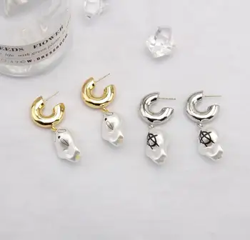 

ins baroque pearl asymmetric funny clown personality unique women earrings