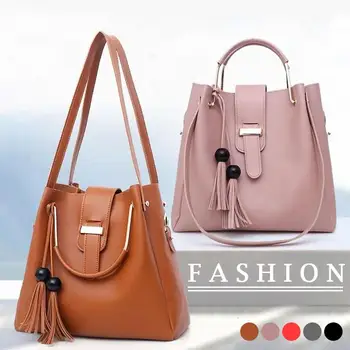 

3 Pcs/Set Elegant Tote Bag Female Handbag Shoulder Bag Tassel Bags Women Casual