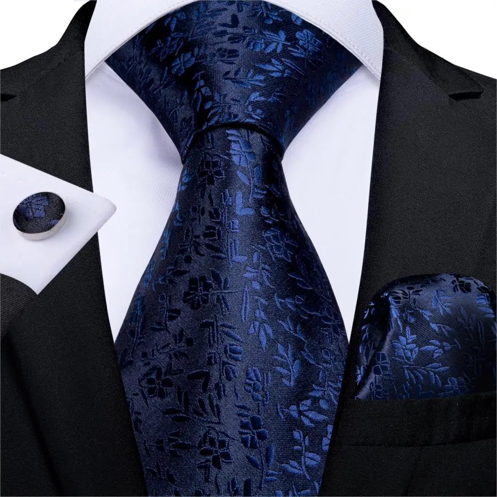 Подарок мужской галстук фиолетовый черный однотонный Цветочный Шелковый Свадебный галстук для мужчин DiBanGu дизайнер Hanky запонки бизнес мужской галстук набор MJ-7272