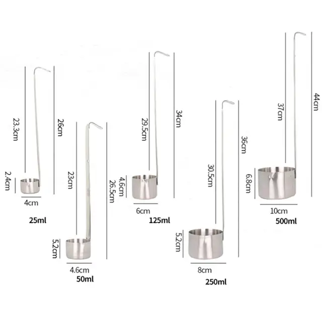 1 Százalék Rozsdamentes Acél Bormérés Csésze Konyhai Rúd Mérőszerszámok Szállító Olaj Kávéfőző Kanál Horoggal - Image 4