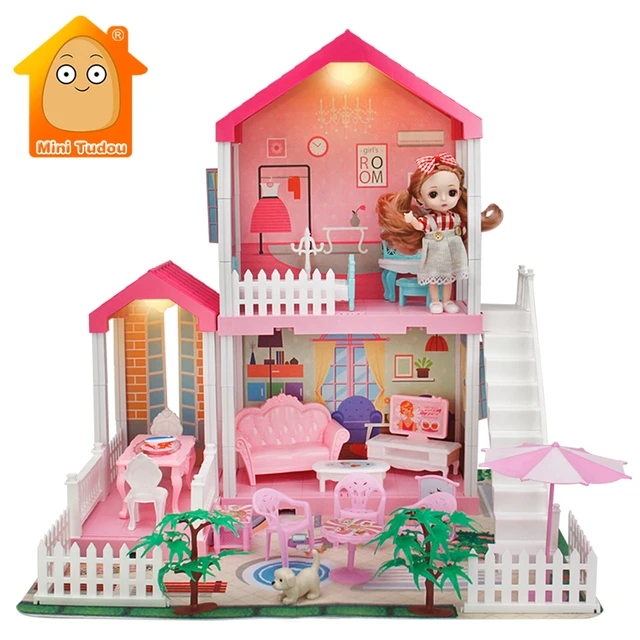 Princess Big Villa DIY Simulation Assembled Dollhouse Pink Castle Pretend  Play Doll Game Educational Toy For Girl Birthday Gift - AliExpress
