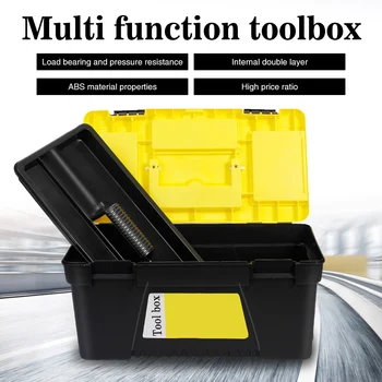 

Car Portable Thickened Dual Lock ABS Practical Hardware Travel With Handle Removable Tray Tool Box Multifunctional Carrying Home