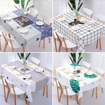 

Printed Tablecloth New Rural Style Tablecloth Polyester Waterproof 2pcs Rectangle Oilproof 100% Polyester Party Geometric