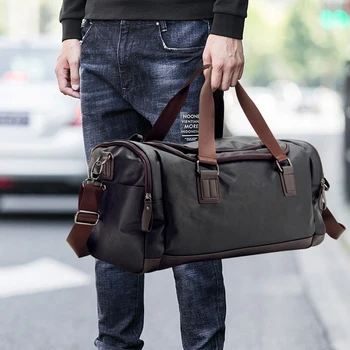 

2020 New Casual PU Leather Travel Duffel Bag Large Capacity Travel Bags Men Messenger Handbags
