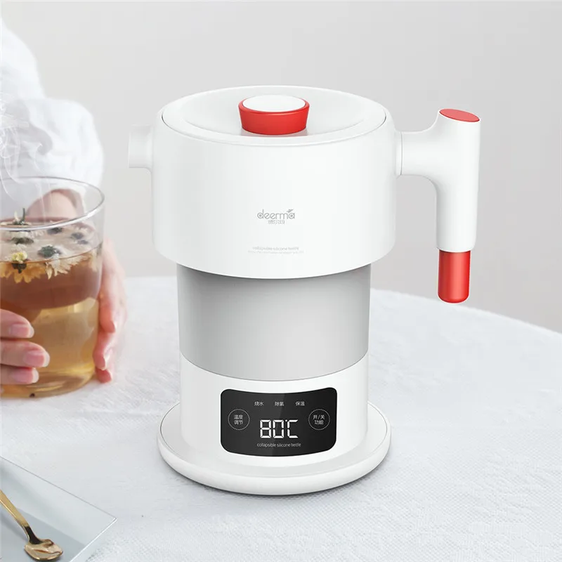 

New Folding Electric Kettle 0.6L Travel Portable Water Kettle Temperature Display Smart Touch Control Insulation Pot