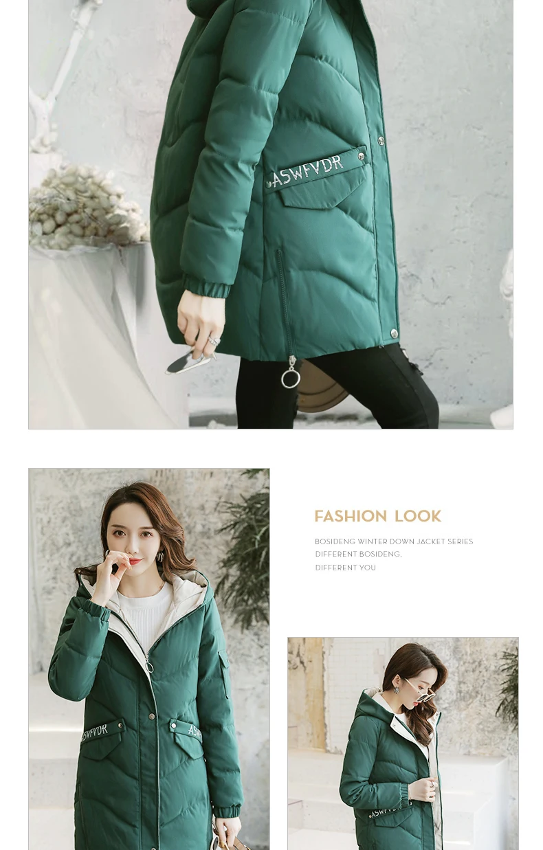 Куртка женская зимняя с капюшоном теплое пальто размера плюс 3XL зеленая хлопковая стеганая куртка Женская длинная парка женские ватные куртки SWREDMI