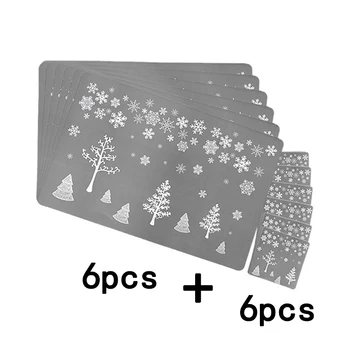 

4 Style Christmas PVC Ptinted 6 Place Mats+6 Cup Mats Coasters Xmas Decorations