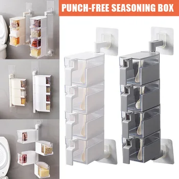 

Multi-tier 360 Degree Rotating Wall Mount Spice Rack Seasoning Storage Box Jars Organizer Condiments Container HYD88