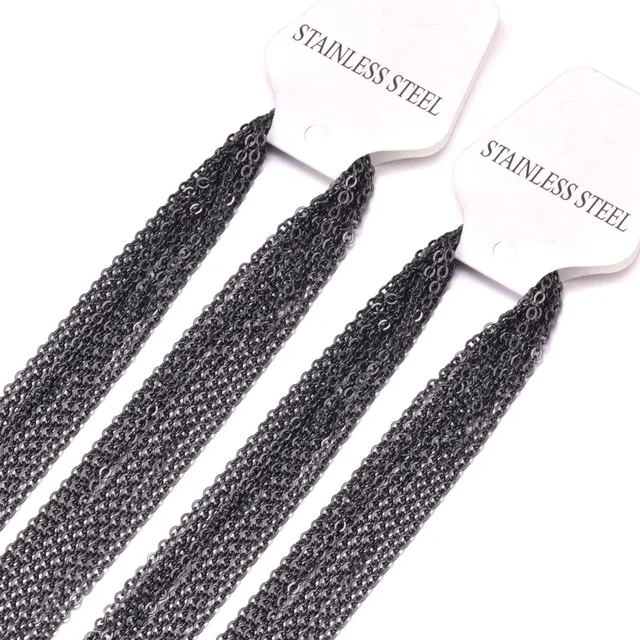 LUXUKISSKIDS 10pcs/lot Bulk Wholesale DIY Rolo Chains Necklac 2mm Women's Chain Stainless Steel Jewelry Chain Choker For Women Black