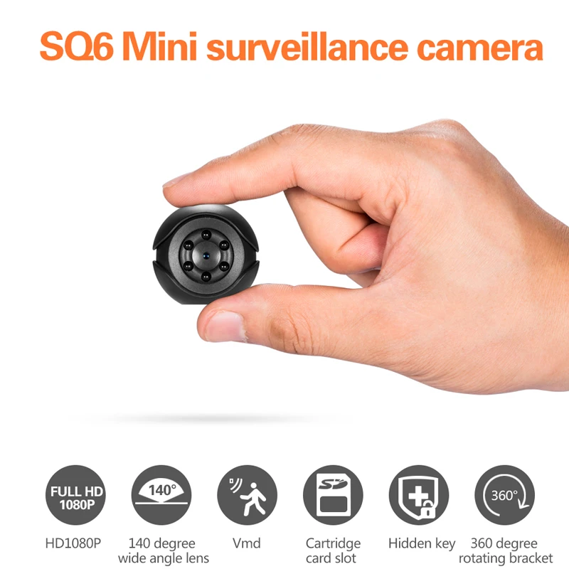 

SQ6 Mini Camera 1080P Security Camcorder Small Cam Night Vision Motion Detection Support TF Card Motion Detection