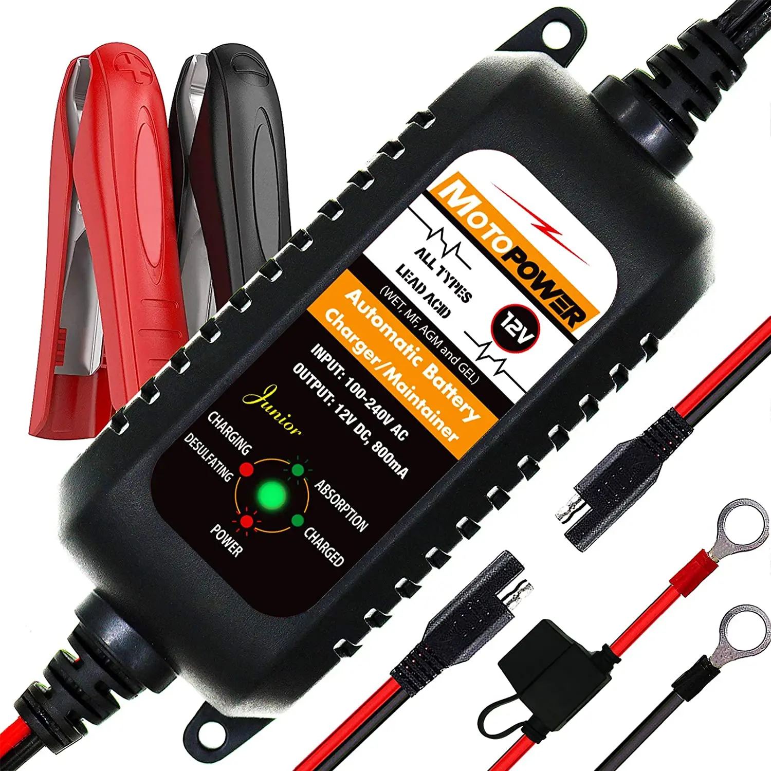 Motopower Mp00205a 12v 800ma Automatic Smart Motorcycle Battery Charger Maintainer For Car Rv Atv Boat Charger For Charger For Carcharger For Battery Aliexpress