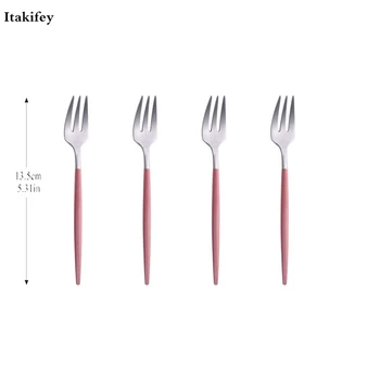 

8pcs Tea Forks Portable Cutlery Stainless Steel Fruit Fork Set Colorful Dessert Fork For Cake Snack Gold Christmas Drop shipping