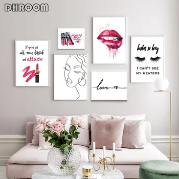

Makeup Fashion Wall Art Painting High Heels Inspirational Quotes Canvas Poster Print Lashes Picture Beauty Room Decoration