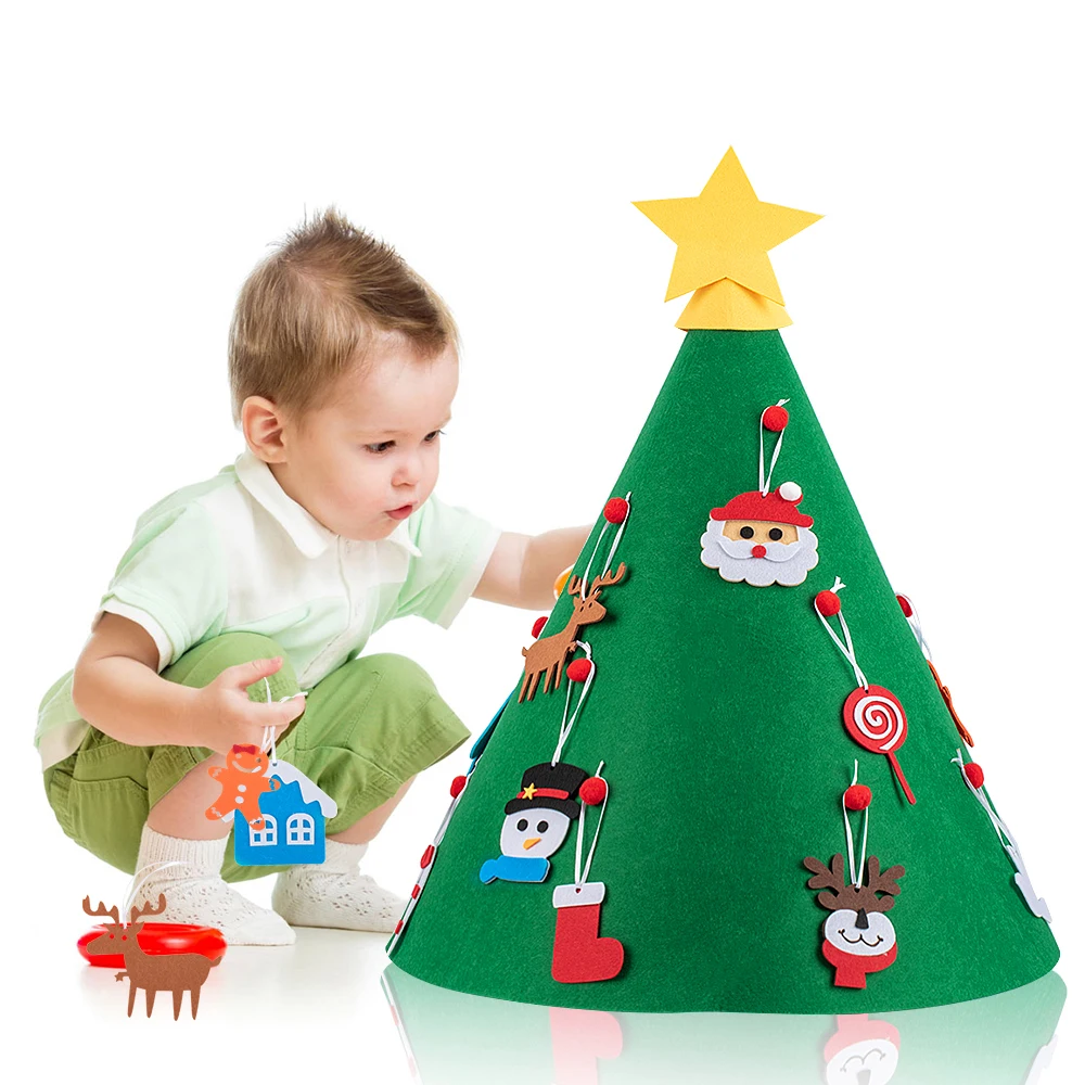 Войлочная Рождественская елка DIY новогодние подарки искусственная Рождественская елка настенные подвесные украшения Рождественское украшение для дома Детская комната Декор