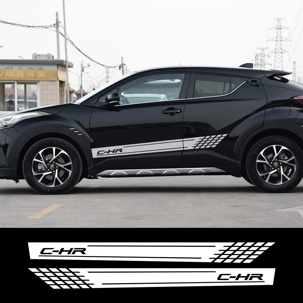 2pcs For Toyota Chr Door Side Car Sticker Long Stripe Auto Vinyl Film