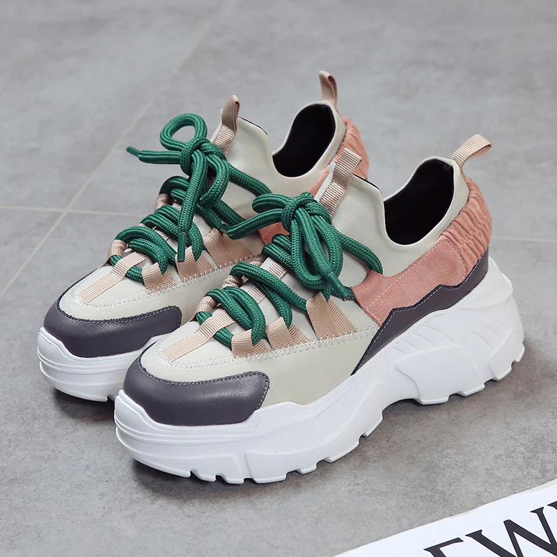 

2019 New Summer Breathable Mesh Lace-up Women Sneakers Fashion Thick Bottom Womens Platform Casual Shoes Zapatos De Mujer