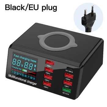 

8 USB Ports Mobile Phone Charger PD QC 3.0 USB Fast Charging Dock Wireless Smart Charge Adapter Charger for iPhone Samsung