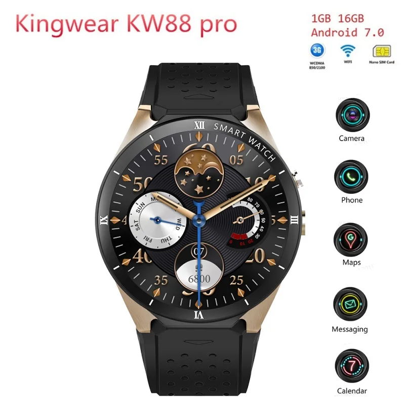 Kingwear KW88 Pro 3G Smartwatch Ponsel Android 7.0 Quad Core 1.3G Hz 1 Gb  16GB Bluetooth 4.0 Smart watch Ponsel Gps Perangkat Dpt Dipakai|Jam Tangan  pintar| - AliExpress