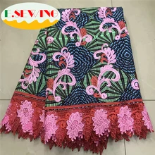 Высокое качество африканская восковая кружевная ткань последняя восковая кружевная ткань африканская вышивка голландский воск с гипюровой кружевной тканью платье
