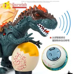 Электрическая интеллектуальная акусто-оптическая Индукционная игрушка животное для детей-тираннозавр рекс коричневый