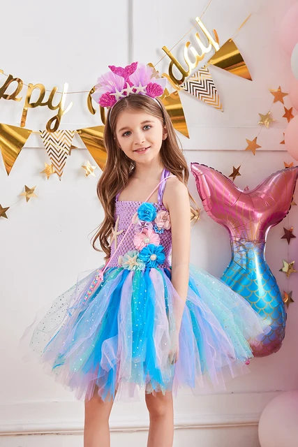 Fantasia Sereia  Vestir Sereia Portátil,Vestido Tutu para Meninas