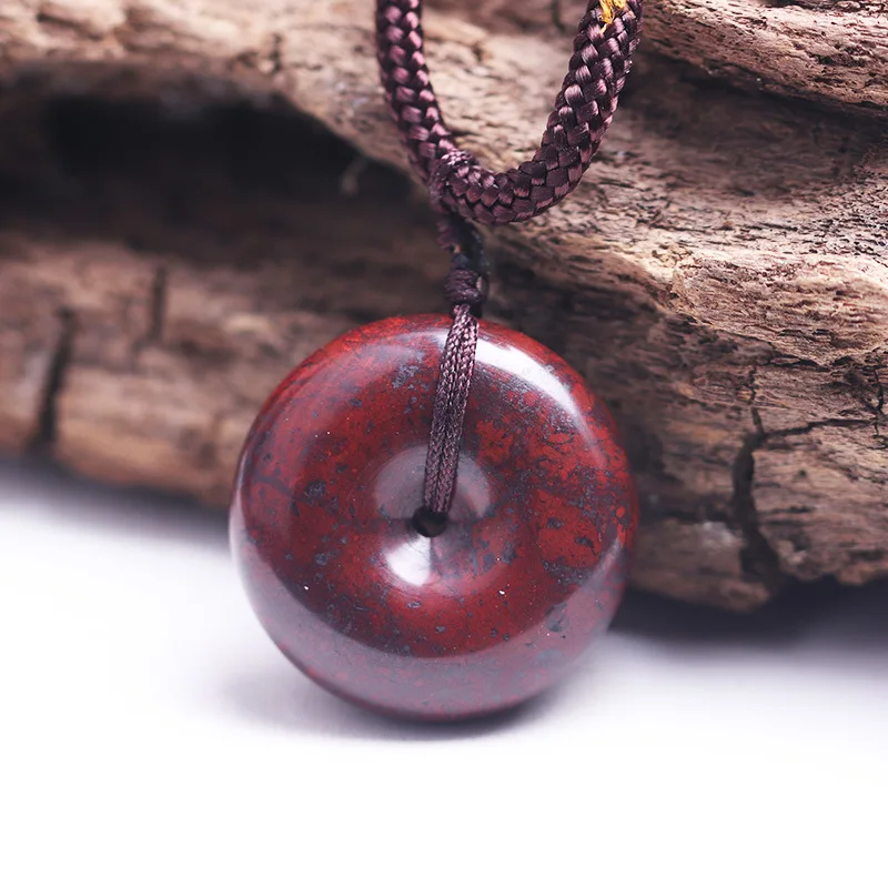 

Natural Bloodstone Peace Buckle Pendant Jade Red Jasper Idin Meteorite with Magnetic Nostalgia Pendant