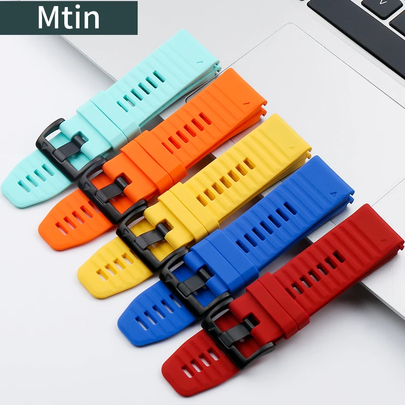 

22mm26mm silicone strap men's pin buckle for Garmin fenix 5x 5plus 6 6x pro sports waterproof smart wristband watch accessories