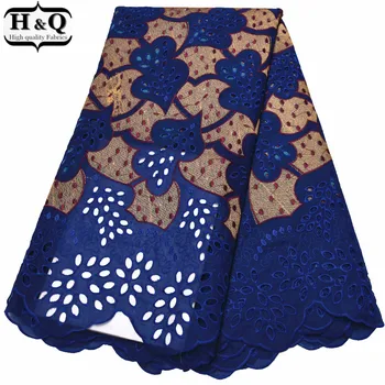 

Newest Swiss Voile Lace Fabric 5 Yards/Piece African Dry Lace Embroidered Lace Nigerian Cotton Lace Dress Fabric For Long Dress