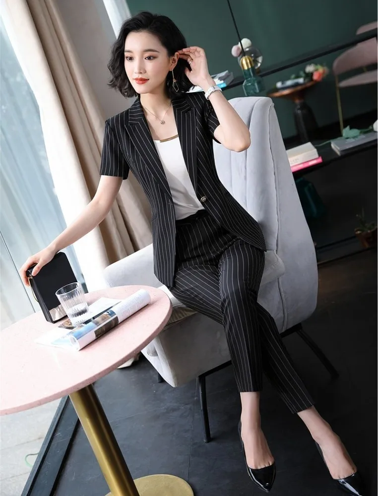 

Formal Uniform Designs Women Pantsuits With Pants and Tops Ladies Office Work Wear Professional Blazers Trousers Sets