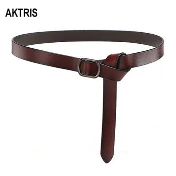 

AKTRIS Ladies All-match Retro Style Genuine Leather Belts Buckle Metal Casual All-around Waist Knot Belt for Women 2.3cm AK033