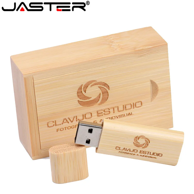 JASTER логотип на заказ деревянный usb флэш-накопитель с коробкой флеш-накопитель 64