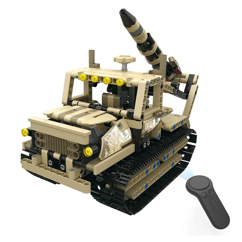 

MoFun-13012 2.4G 4H USB Charging Building Block Caterpillar Armed Rocket Launcher 608pcs DIY Electric RC Car For Children