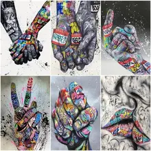 

GATYZTORY Pictures By Number Colour Hand Lip Home Decor Painting By Number Abstract Drawing On Canvas HandPainted Art Gift