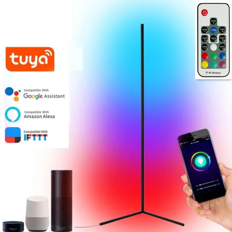 1,6 м новый совместимый с Alexa echo современный RGB пульт дистанционного управления светодиодный торшеры торшер простое приложение RGB Угол торшер - изображение