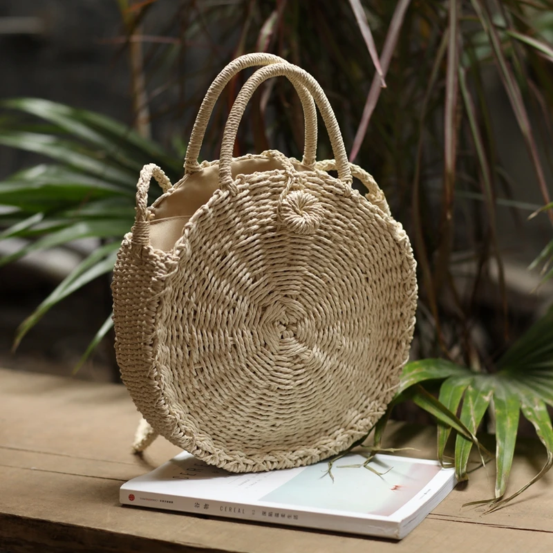 

Summer Holiday Beach Straw Woven Crossbody Bag Women Round Handmade Rattan Satchel Small Handbag Female Travel Purse Bolso Mujer