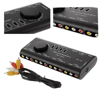 

4 In 1 Out AV RCA Switch Box Audio Video Signal 4 Input 1 Output Adapter Black Converter with RCA Cable For Television DVD TV