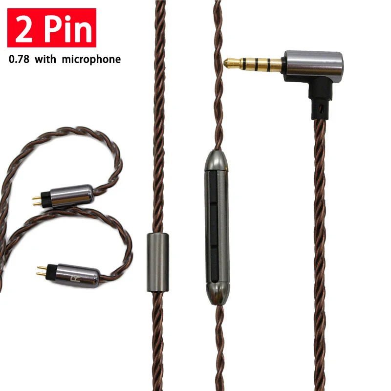 2pin 0 78mm cable headphone wire earphone cable upgrade line with microphone cable 1964 for xiaomi Replace the cable