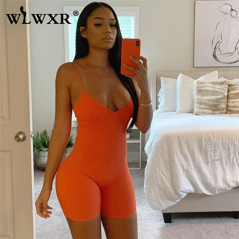 

WLWXR Streetwear Sexy Bodycon Jumpsuit Women 2019 Sleeveless Backless Ladies Summer Romper Women One Piece Short Jumpsuit Female