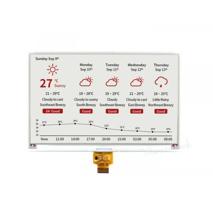 Waveshare-papel electrónico (B) de 7,5 pulgadas, pantalla sin procesar, rojo, negro, blanco, tres colores, SPI, papel electrónico para Raspberry Pi 4B/3B/3B +/Zero W