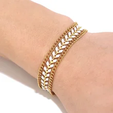 1 шт., золотой эмаль, белые/Голубые стрелки, пляжный браслет для женщин, богемный женский браслет, цепочка шеврона, браслеты высокого качества